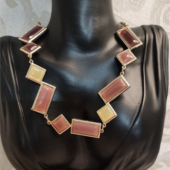 LYDELL NYC VINTAGE 1980s MULTICOLOR GEOMETRIC STATEMENT NECKLACE NEW - Picture 6 of 14